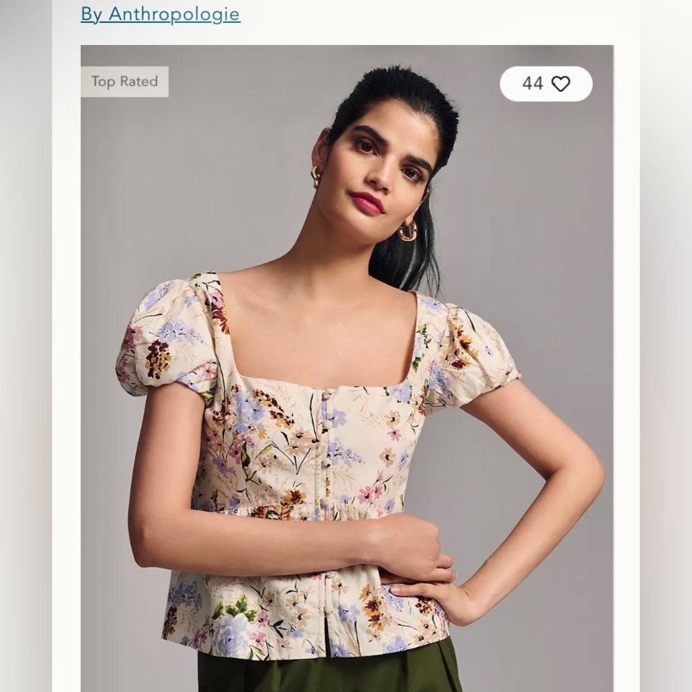 NWT Anthropologie XS Floral Peplum Top